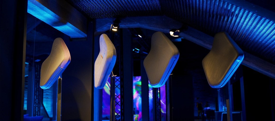 Mehrere Varianten eines neuen Sitzpolsters aus recycelten Materialien. 