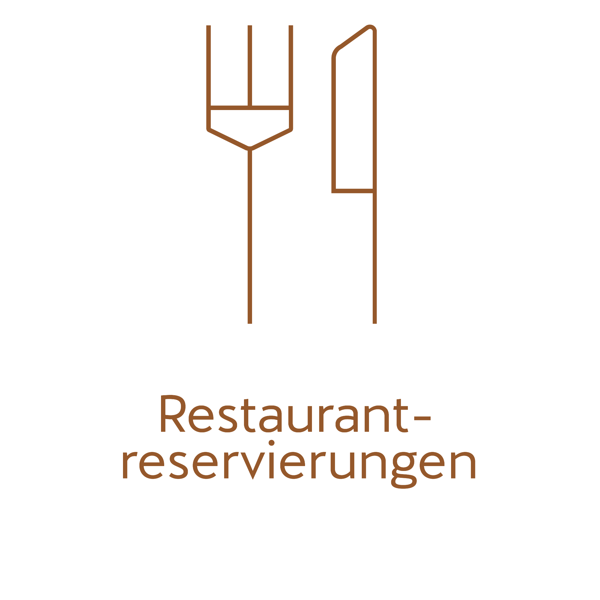 Icon für Restaurantreservierungen zeigt Messer und Gabel. 