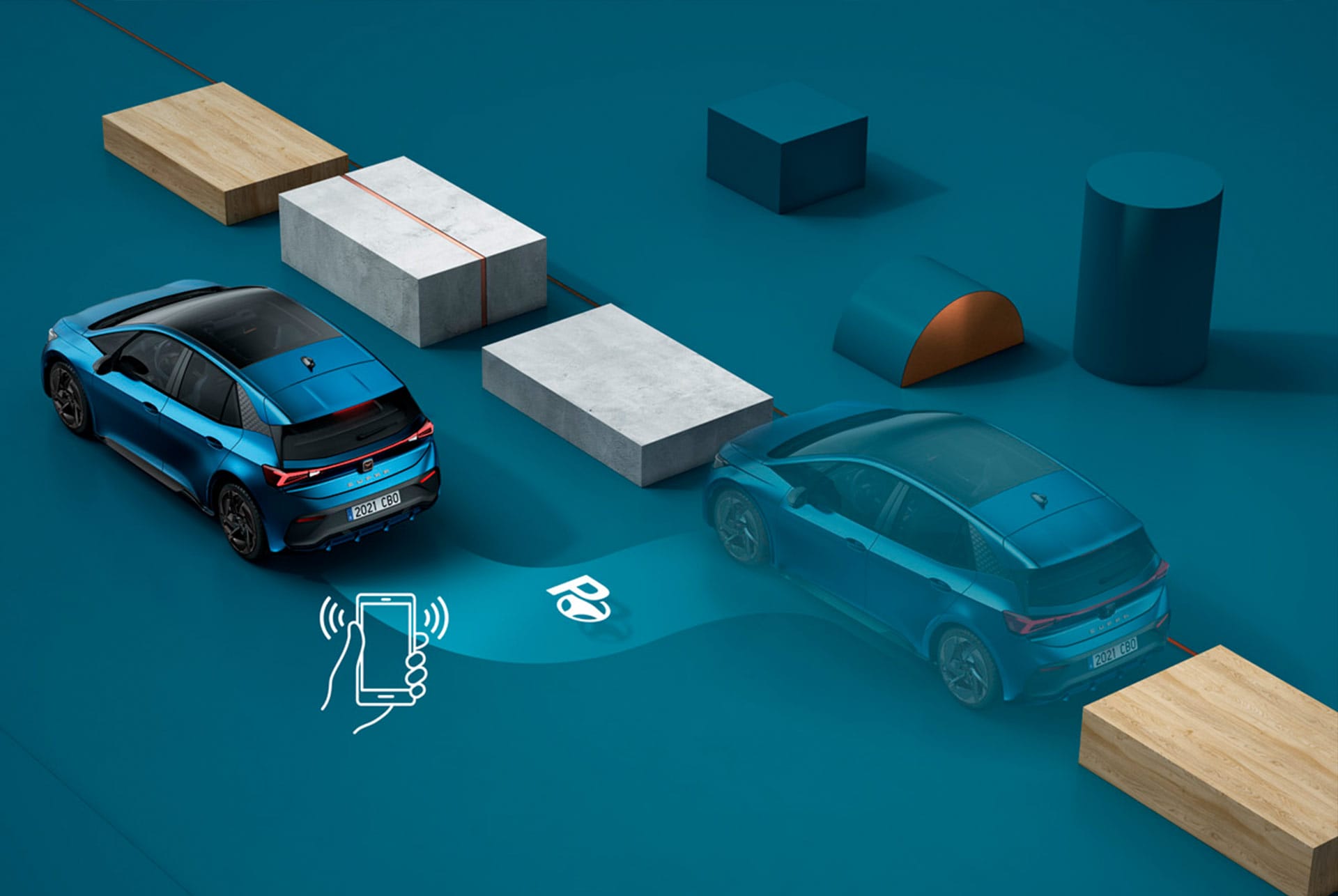 Grafische Darstellung des CUPRA Remote Park Assist