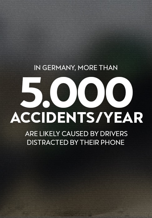 More than 5.000 accidents/year in Germany are likely caused by drivers distracted by their phone²