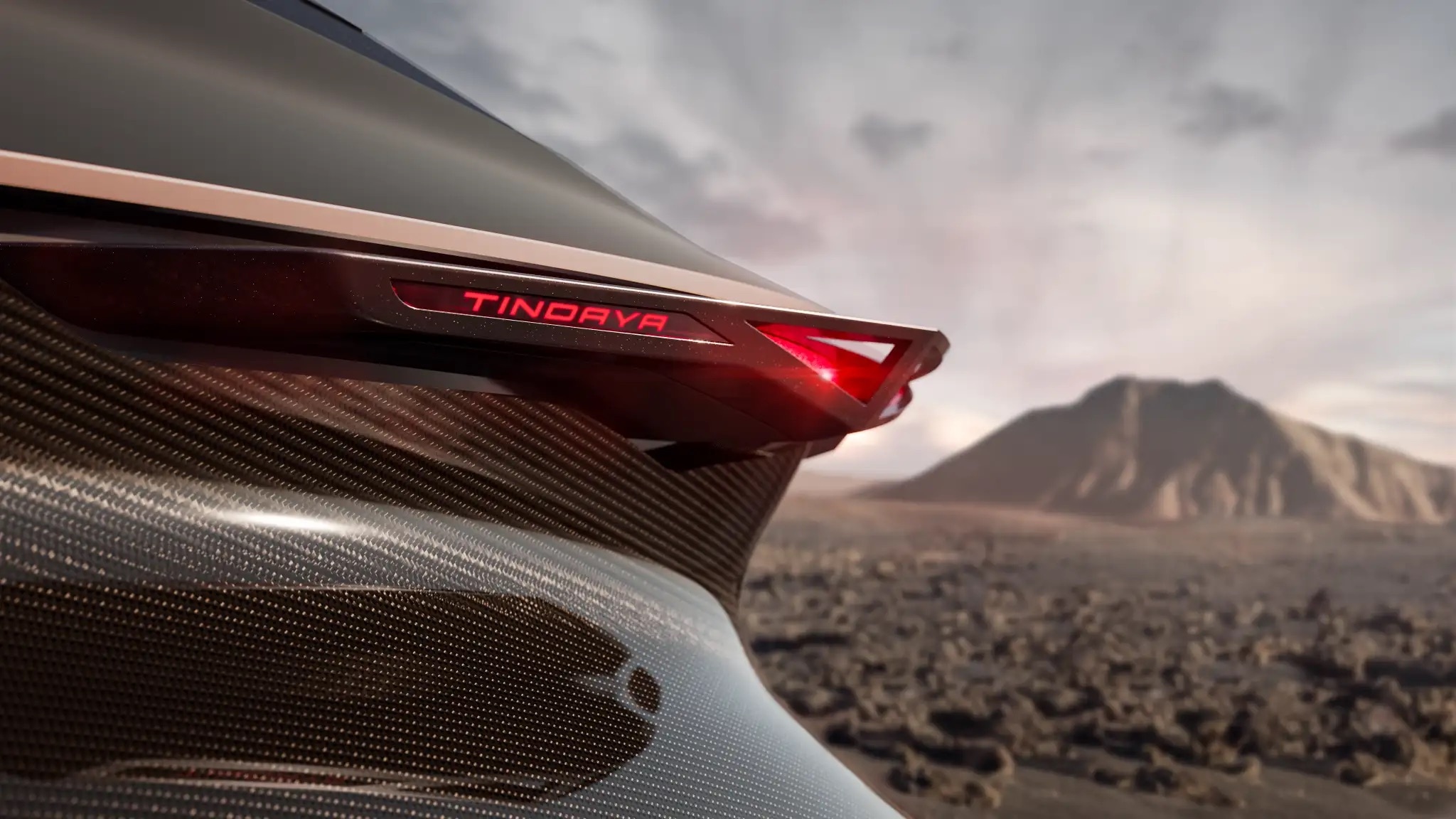 Heckansicht des CUPRA Showcars mit Aufschrift "Tindaya"