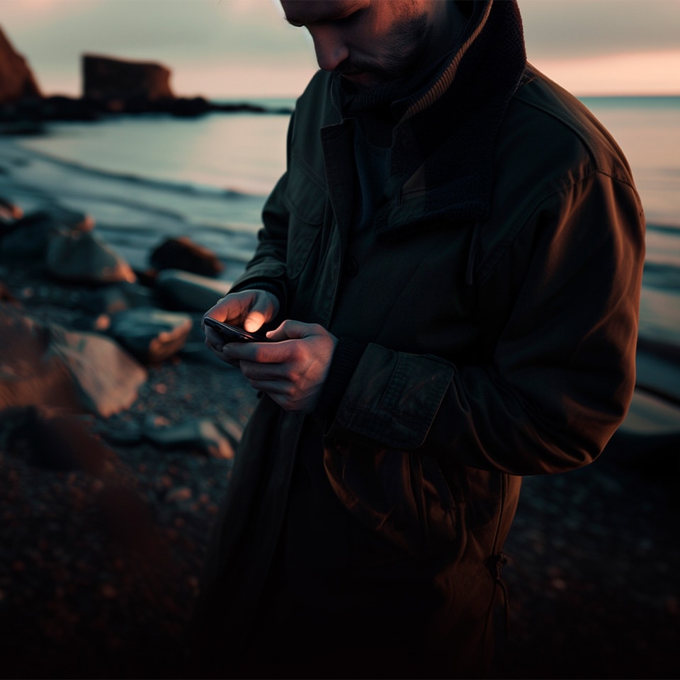 Ein Mann nutzt die My CUPRA App auf seinem Telefon, um sich mit dem CUPRA Formentor zu verbinden.
