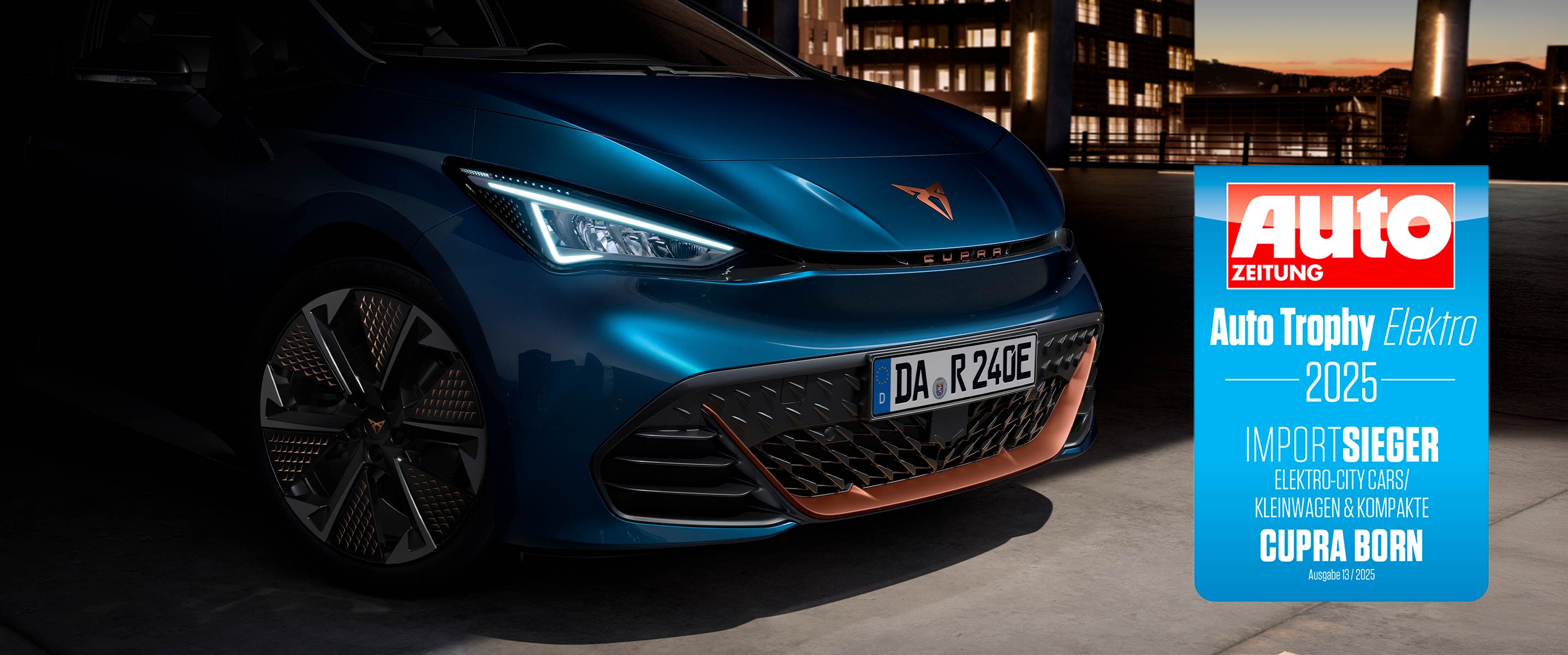 Stilvoll, elektrisch, ausgezeichnet – der CUPRA Born erhält die Auto Trophy Elektro 2025 für herausragende Performance in der Kompaktklasse.