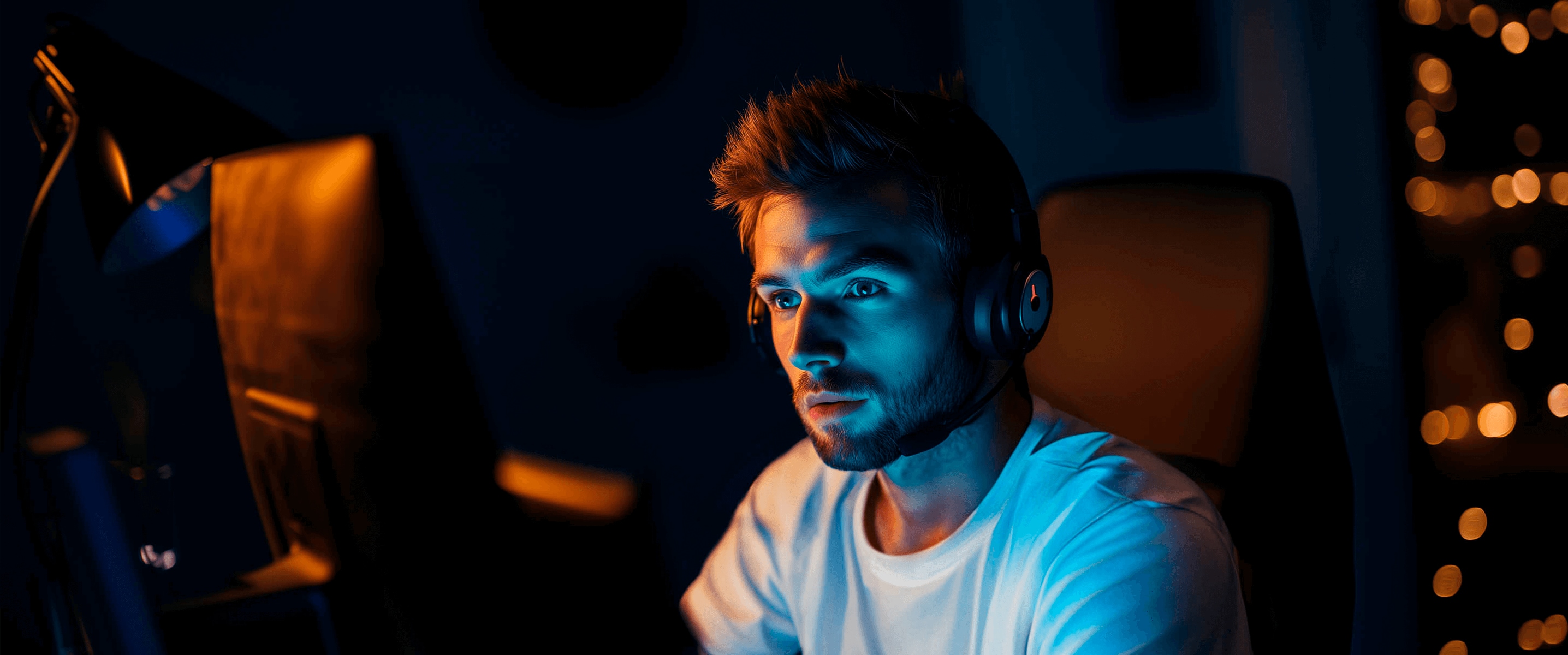 Ein Mitarbeiter von CUPRA sitzt im Call Center vor seinem Computer.