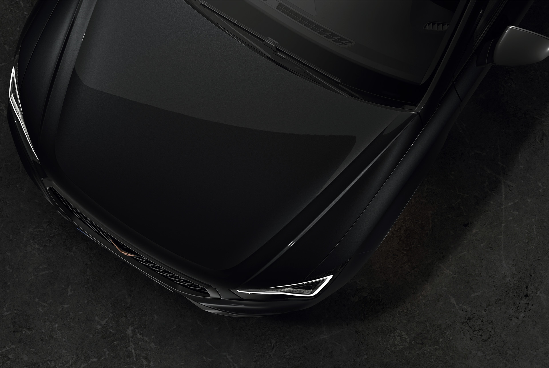 Draufsicht des CUPRA Ateca in Magic Schwarz, die die kräftige und elegante Farbe des Fahrzeugs hervorhebt.