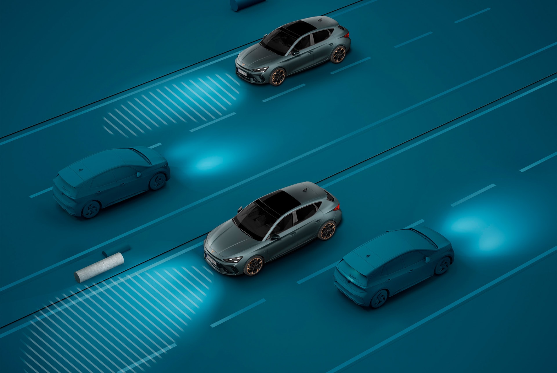 Demo der im neuen CUPRA Leon integrierten Funktion Light Assist.