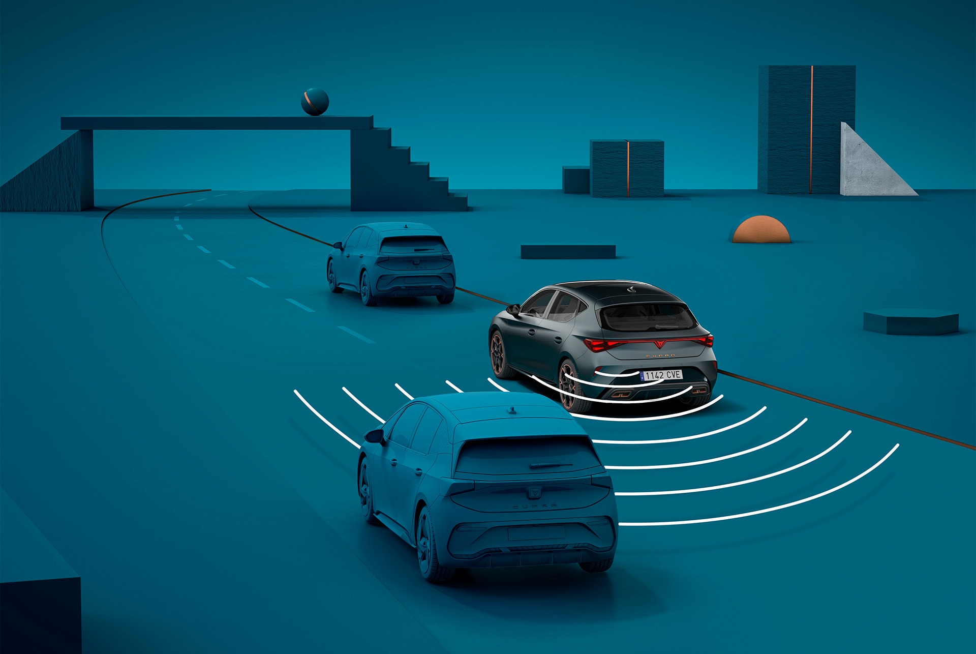 Visuelle Demo der Side-Assist-Technologie beim CUPRA Leon.