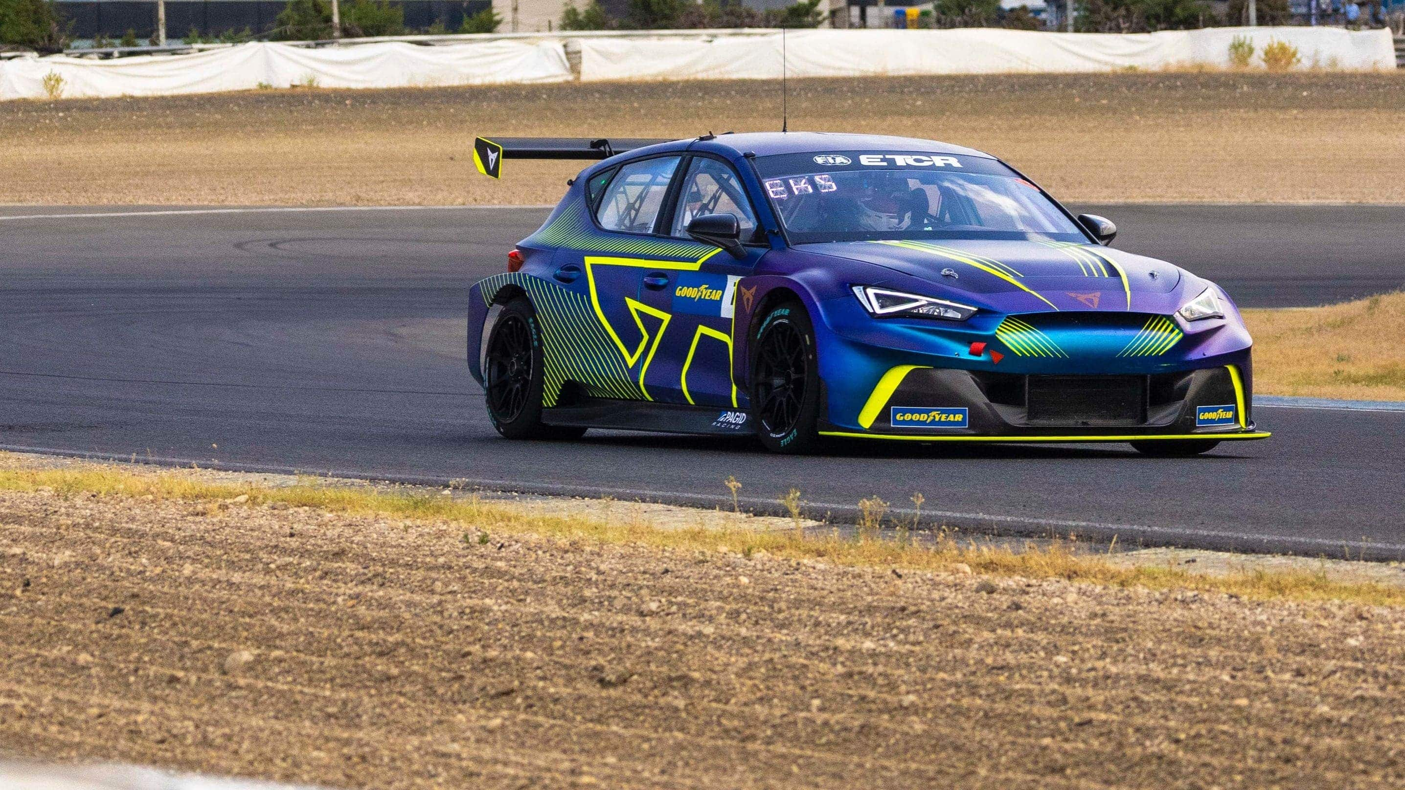 Cupra e-Racer in the middle of a racetrack