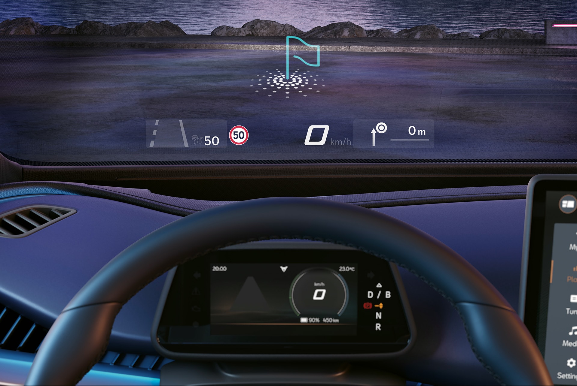 Augmented Reality Head-Up Display des CUPRA Tavascan in Nahaufnahme
