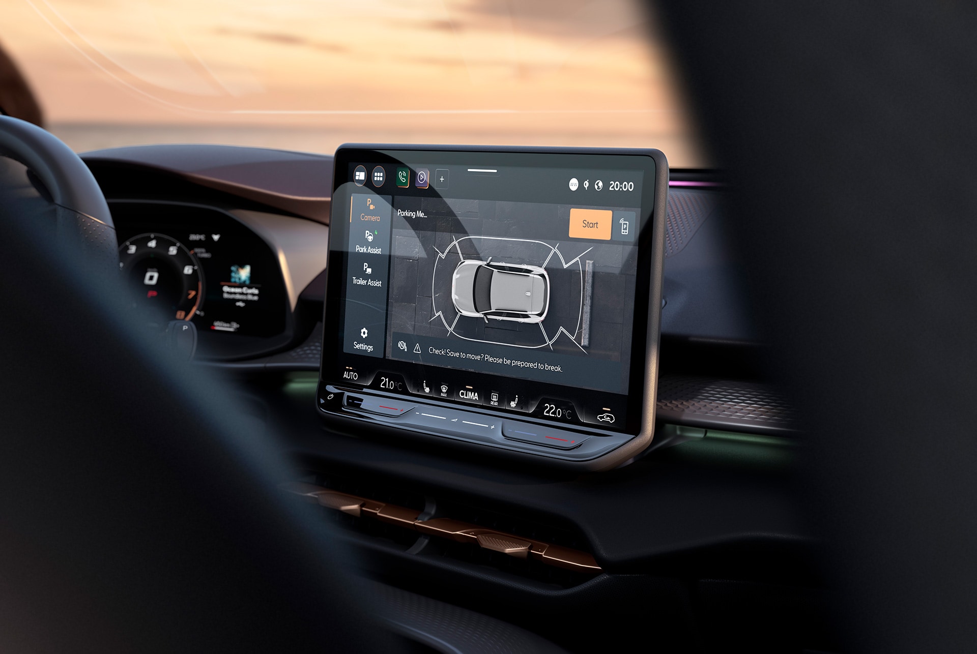 Zentrales Touchdisplay im CUPRA Terramar mit Fahrassistent – intelligente Fahrassistenz für maximale Kontrolle und Komfort.
